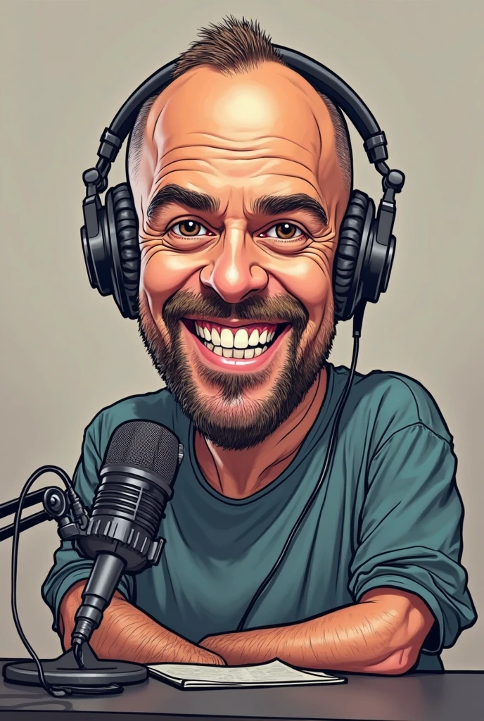 “Joe Rogan in cartoon style, podcast setup, bold outlines, expressive ...