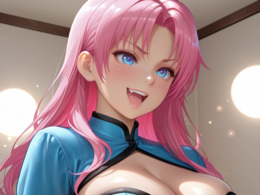 Highly detailed, ((One girl)), (Portrait), (Tanned skin:1.4), Pastel colored gal, (Heavy makeup), (Professional lighting) Ultra detailed, Absurd, 8K, Beautiful face, (Shyly laughing), ((Teasing smile:1.5)), ((Smirking:1.5)), ((Winking:1.6)), (Laughing with mouth wide open),((Tilting head:1.6)), Showing the viewer, ((Bright red cheeks:1.6)), Glossy shocking pink lips, ((Huge breasts:1.6)), ((Undressing:1.3)), ((Tattoos peeking out from her kimono:1.1)), Midday, Summer, On a train, Anime-style background)),Masterpiece, Top quality, (Brighten face), Very beautiful,Latest, Intricate details, ((Long fluorescent pink nails:1.2)), (Ring),((Bracelet)), ((Floral choker)),AI generated,  Complex,High Resolution, Top Quality, Ultra High Quality,3D Image,3D Image,Solo, Long blonde hair,(High ponytail), (Wavy hair:1.4), Anime woman posing for photo, ((Fine grain, Blue eyes, Glowing eyes:1.4)), (Squinting eyes:1.1),a hyper-realistic, hyper-realistic, realistic,Long blonde anime woman, Smooth anime CG art, Girl in gorgeous kimono with pastel colors, ((Pastel colored furisode)),(Large pink floral pattern), (Side bust), Long flower hair ornament,Big ear rings, Mature body, Tall, Tight waist, ((Upper body)),