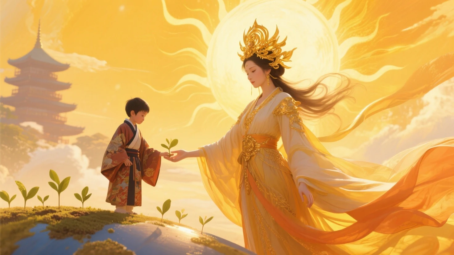Venus and the sun god embrace