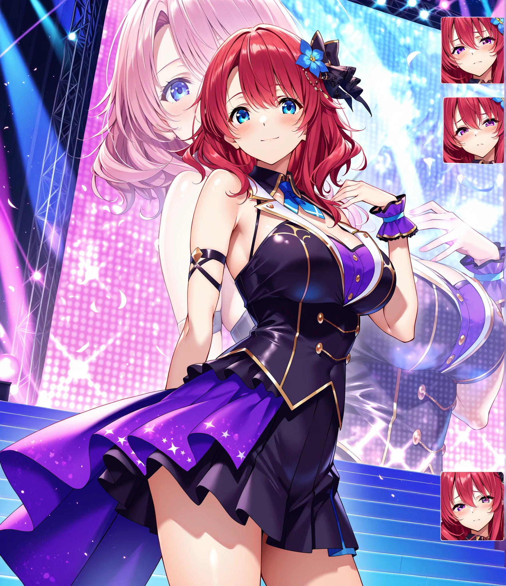 One Girl, nishikino Collapse, Purple eyes,Full body paint, Live Stage, Small breasts, formal dress, smile, alone ,id_Collapse_nishikino,Character Focus