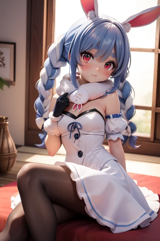 NSFW,Hololive,Usada Pekora,Long Hair,Braid,(Perfect hands),(Perfect ???????),(masterpiece),(highest quality),Embarrassed,blush,dress,Micro Mini Skirt,garter belt,casino