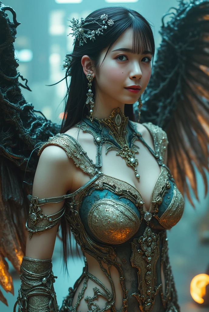 Woman in ancient battle attire、Serious expression、Short-haired、Deadly position, Gorgeous Necklace, Beautiful and seductive woman, Realistic and perfect body, Perfect body with realistic shadows, A woman with reptilian eyes and fangs:1.5、8K
