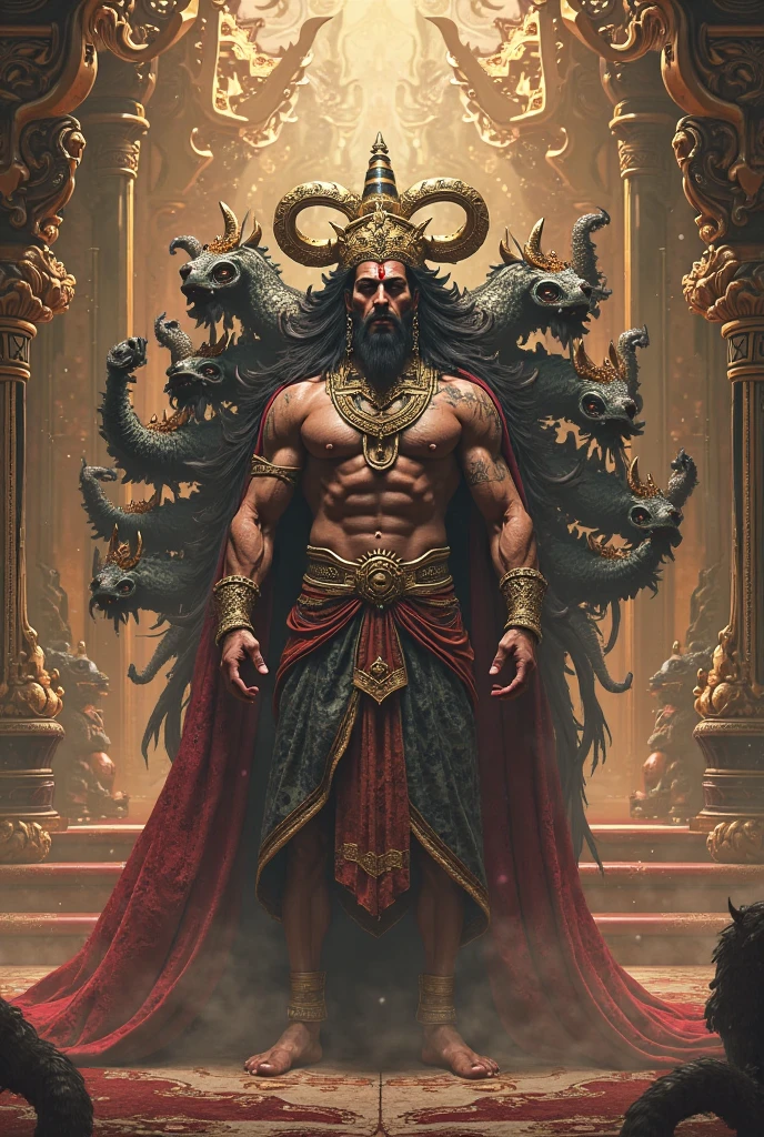 A  indian king ravan having 10 heads 
