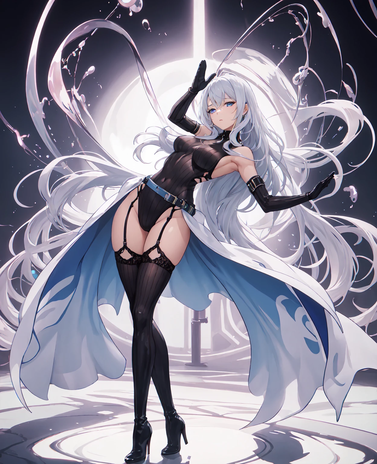 (Priest),(((Skimpy white clothes))),Veil,Cute little loli,Tiny Lori,Small girl,,Childish face, Very fine clean face,Top quality, Big eyes,Straight Hair,Yellow hair,Crimson Eye,(Dark Room), Subtle light, Natural light,Soft lighting,Light from directly behind, (Are standing), Cute pose, Open your hands, Showing the whole body,Front view,Black background