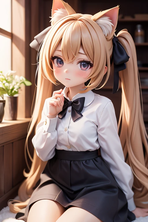 (obra-prima), melhor qualidade, (cabelo loiro+twintails+lovely:1.2), pijama de coelhinho, dormindo, nuances de cor suave, senso de sonho, delicate lighting.