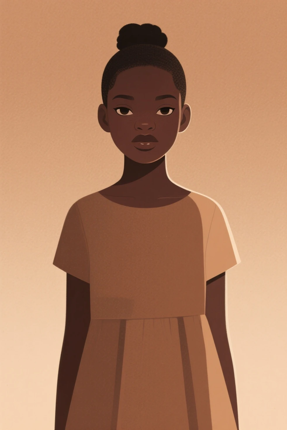 Black and white one line sketch of a  young ghanian ??? with thin legs waering traditional dress