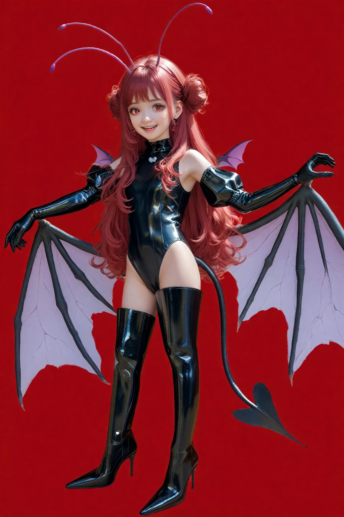 girl, devil, demon wings, devil's tail, red eyes, beautiful appearance, full body black tights,,(8k, RAW photo, best quality, masterpiece:1.2), ultra high res, photo realistic, professional lighting, detailed lighting, professional photography, high quality, high res, extremely detailed, bloom, depth of field, sketch, sharp focus, soft lighting, detailed, detailed skin, to8contrast style