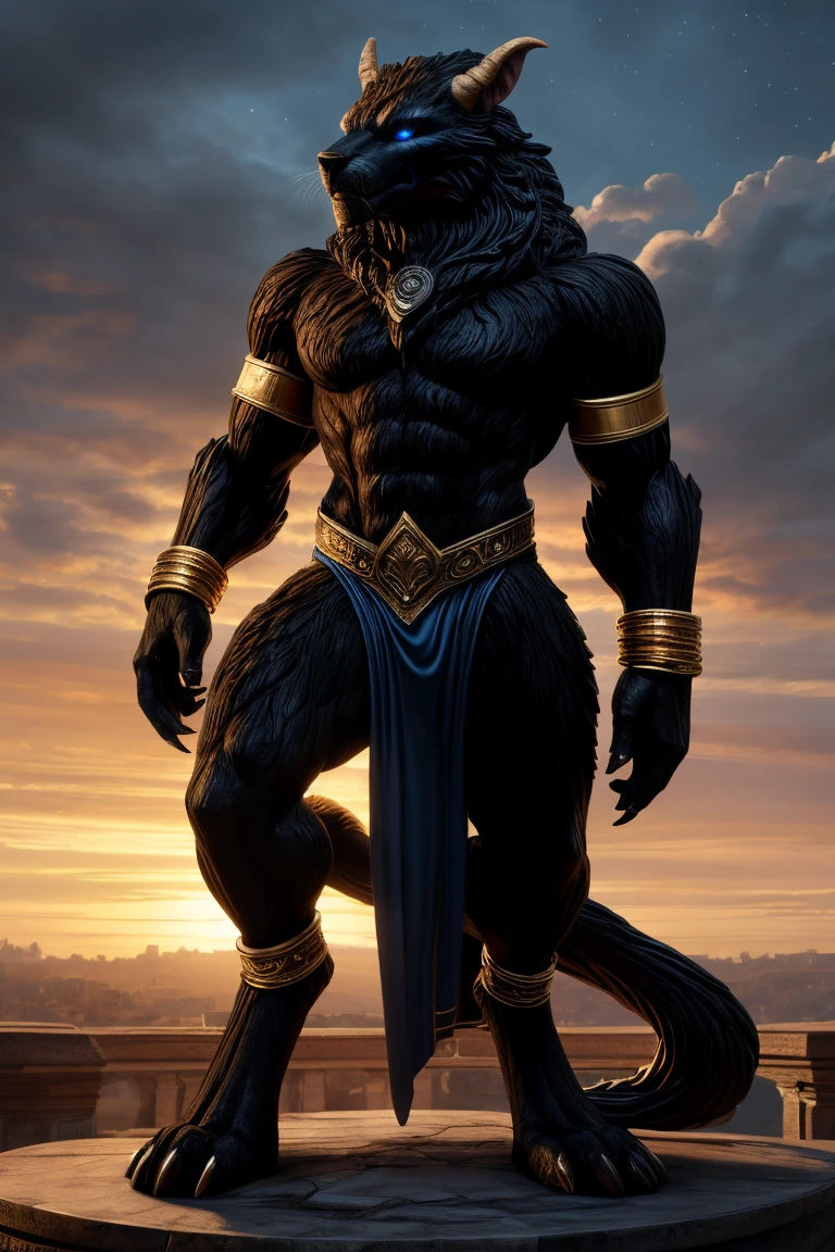 male, semen, black wolf, (furry body,) black body, high quality, realistic, muscular, massive, shrine, sacred, furry, masterpiece, (full nude, Stick out penis., Luxurious black loincloth, Luxury accessories, erection under cloth,)