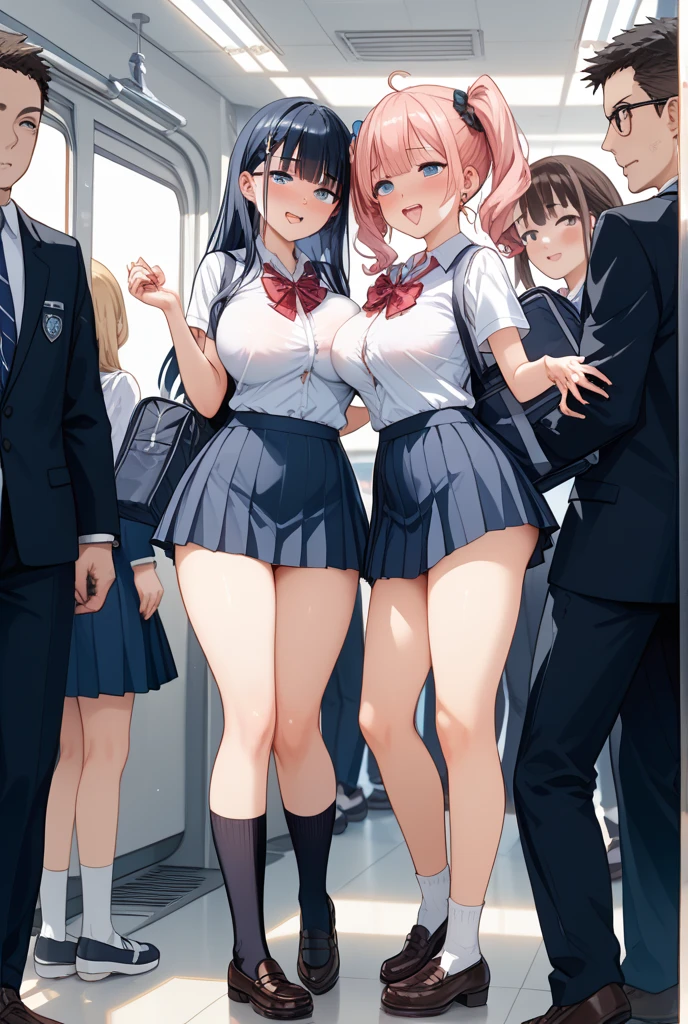 high school student、Women、School classroom、(Big Breasts)、smirk、curvy、(((((1 girl)))))、(from below)、With a cheek cane、独奏
