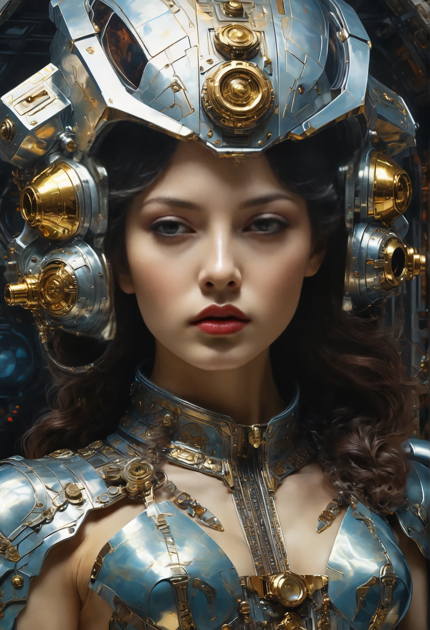 complex background rfktrstyle  (((mysterious ancient relics))):3.3 A remote unknown location, science fiction, futuristic, Very detailed, cinematic, Cyberpunk, Rococo portrait, highly detailed and complex, rich deep color. nsfw,Bare chest,  Raphael,  Caravaggio, Greg Rutkowski, Bipl, Beksinski, complex background,  perfectly centered, Neo-expressionist oil paint, centered, Haephoric posing portrait Jime Sorayama, render style (3DMM_v12) 3DMM,   sleek bold design , clean glossy lines, digital illustration,  glossy finish , aesthetic,  perfect detail , stunning visual impact , endowed with  glossy finish ,  filled with surround lighting , background improved by Hugh Hefner,  add_details_ XL-FP16 algorithm , 4D octane rendering,  infused  with global illumination and precise line art,  softened by macros ,  made with V-Ray ,  x} the epitome of visionary art , starship cockpit shaded by elegant perfectionism and Pop-Art consumerism,  infused , стиль aw0k euphoric, fighter foreship cockpit, Bare chest, nipples in detail