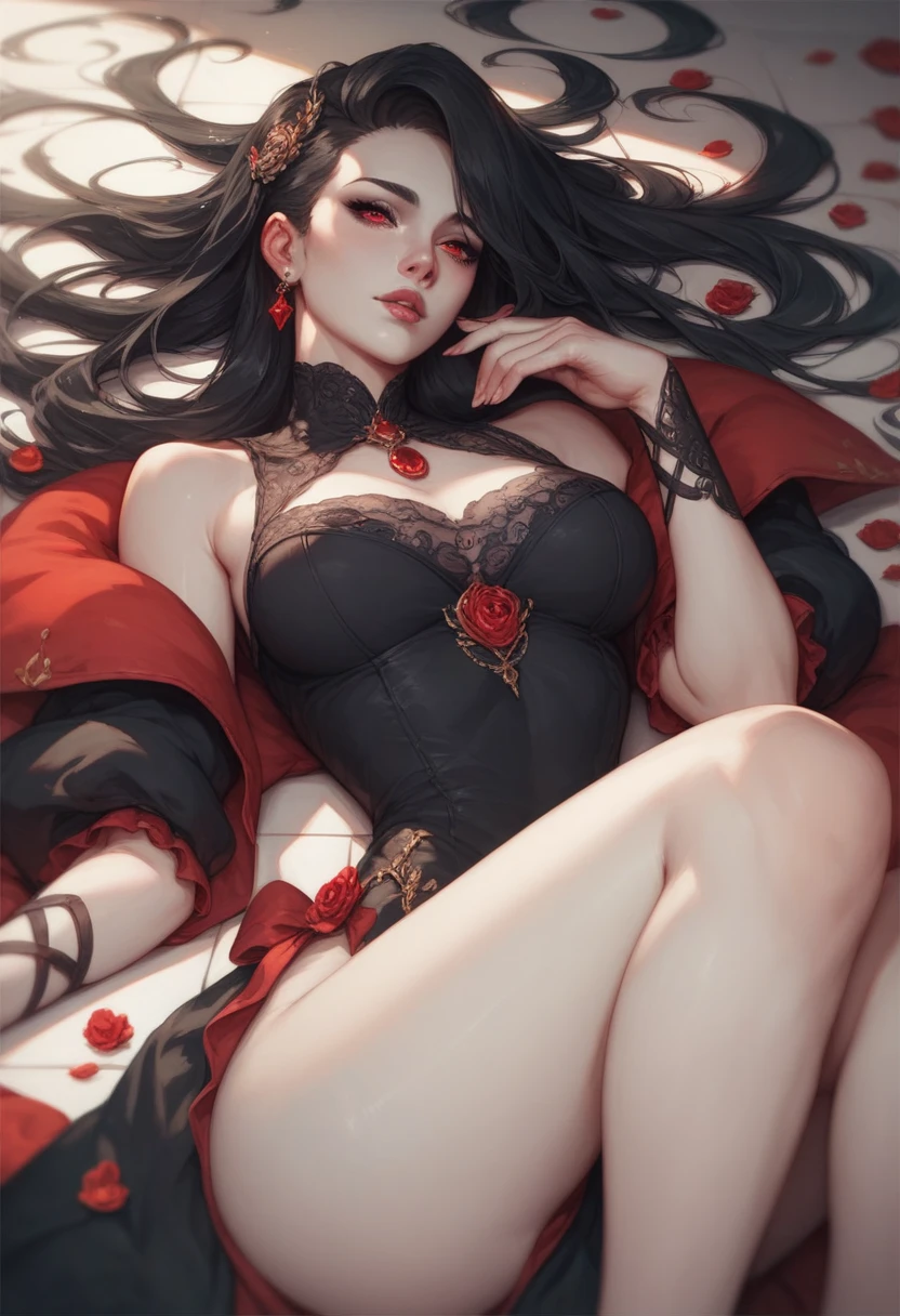 Front view,Detailed facial details,16 years old,1 girl,Red lips,Cat ear,Black long hair,Wearing a white princess bikini,With a crown,Large Breasts,Slim,Collar,Radiant Skin,palace,Traditional medieval architecture,garden
