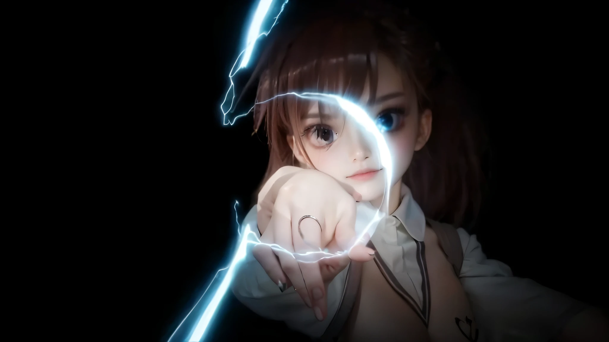 A beautiful woman with lightning on her hand