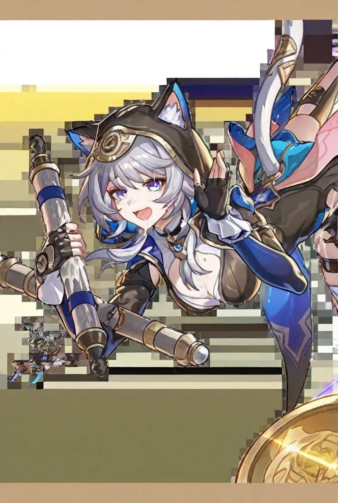 What I'm doing wrong, close, PAW Pose, low length, Short statue, Cat whiskers, Cat's Tail, smile, close your eyes, Open your mouth, blush, tooth, look up, Happy, Meowwww, Black cat, loose collar, bed