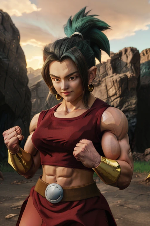 uma imagem de duas mulheres bem encorpadas em torno dos 18 anos em roupas vermelhas e roxas (insanamente detalhado:1.5), mulher saiyajin, pose, Personagens Caulifla e Kale