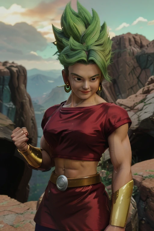 (caulifla from dragon ball movie:1.5), 1girl, closed mouth, female focus, muscular, muscular female, rock, sash, serious, solo, realistic spiked hair, ultra instinct, (masterpiece, best quality, extremely detailed 8k, ultra hd, ultra-detailed, highly detailed, highly realistic, photo realistic), (1girl:1.5), (beautiful realistic face, detailed realistic face), (high detailed realistic natural blonde hair, beautiful realistic hairstyle), (beautiful realistic eyes, high detailed realistic green tosca eyes, proportional eyes, realistic pupils, high detailed pupils), (high detailed realistic natural eyebrows), (high detailed realistic lips, beautiful realistic lips, pink lipsticks), (upper body from head to thighs, slender body:1.5), highly detailed realistic skin, sharp focus, outdoor, mountain, snow,