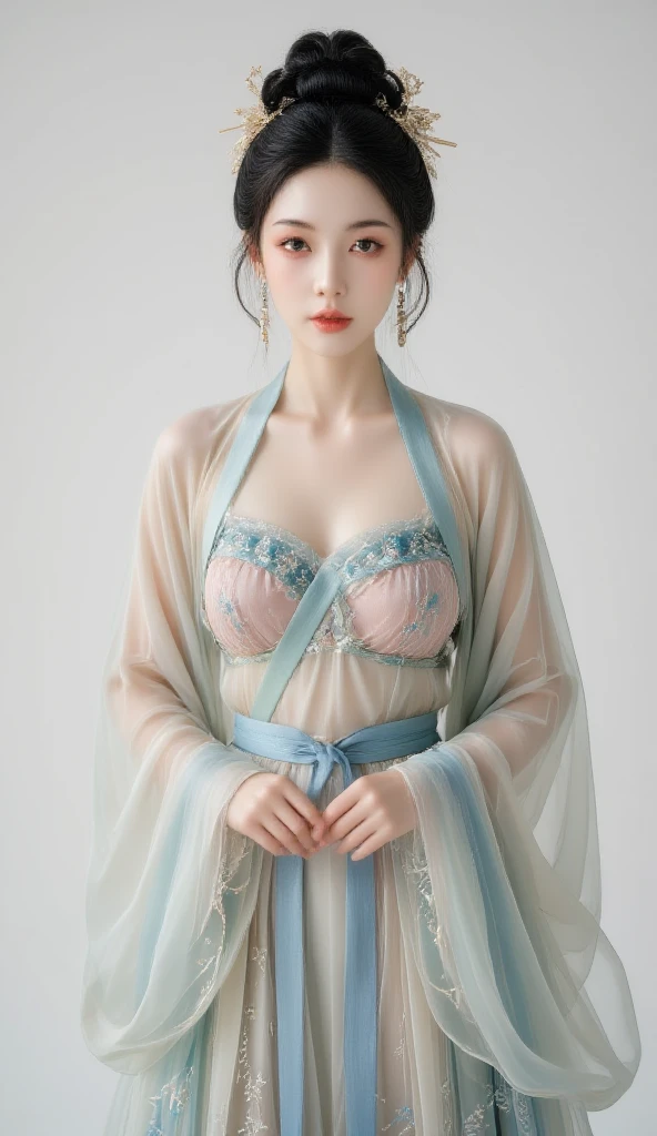 a girl,fashion model 20 years old ,Perfect skin,fair skin,(beautiful five fingers),(big breasts),(Siamese transparent black silk),,Keep your eyes on the camera,Body-oriented camera,A delicate face,Raised sexy,Slim,breast enlargement,hip fat,Show leg length,(full-body shot),The background is a mountain with green trees,flowers,4k ultra high definition, ultra high resolution, (lifelike: 1.4), best quality,masterpiece,(pastel colors:1.2),(Bottom front view 1.8)