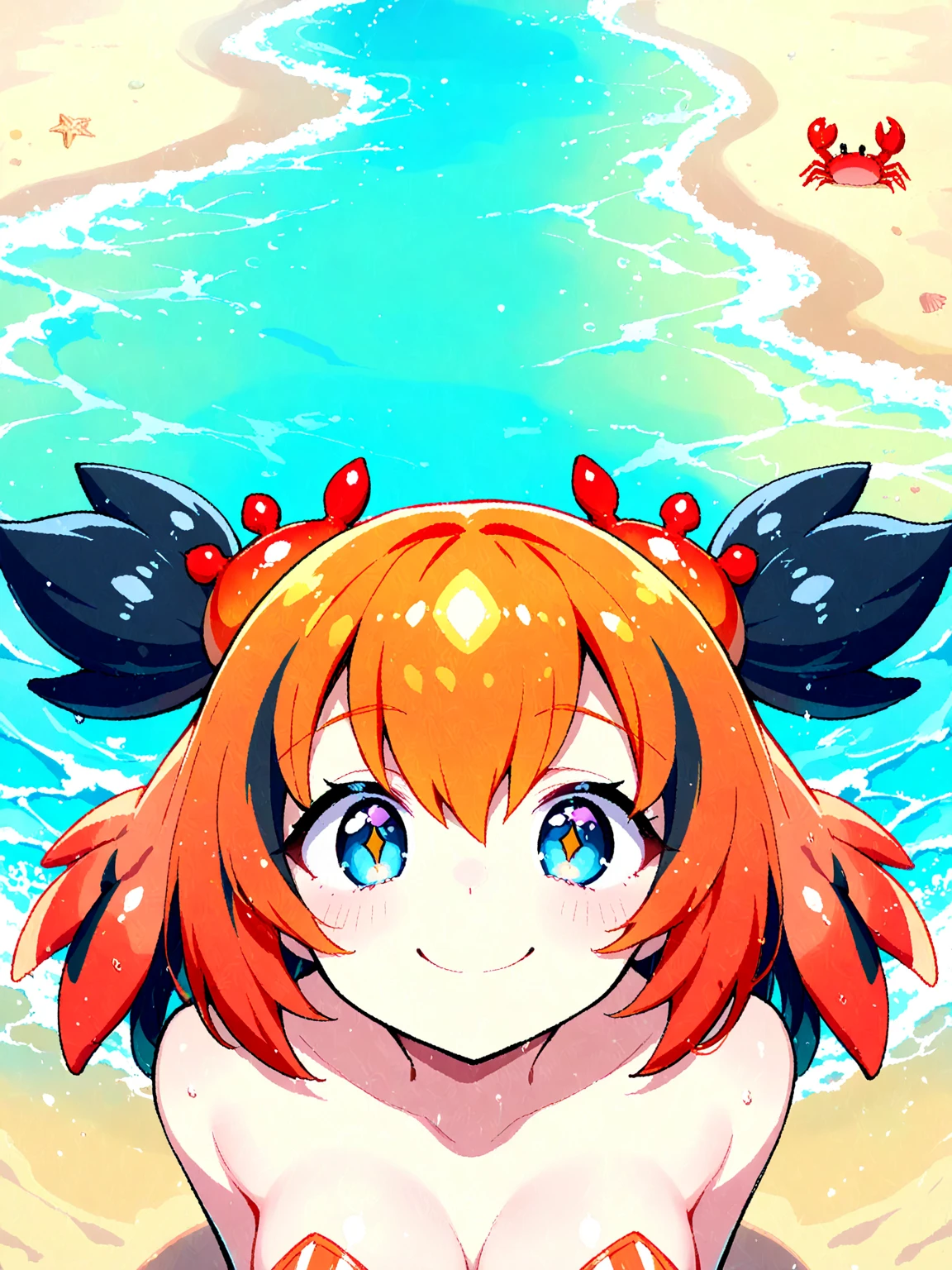the clown girl, funny , mask face , sexy bikini , orange hair