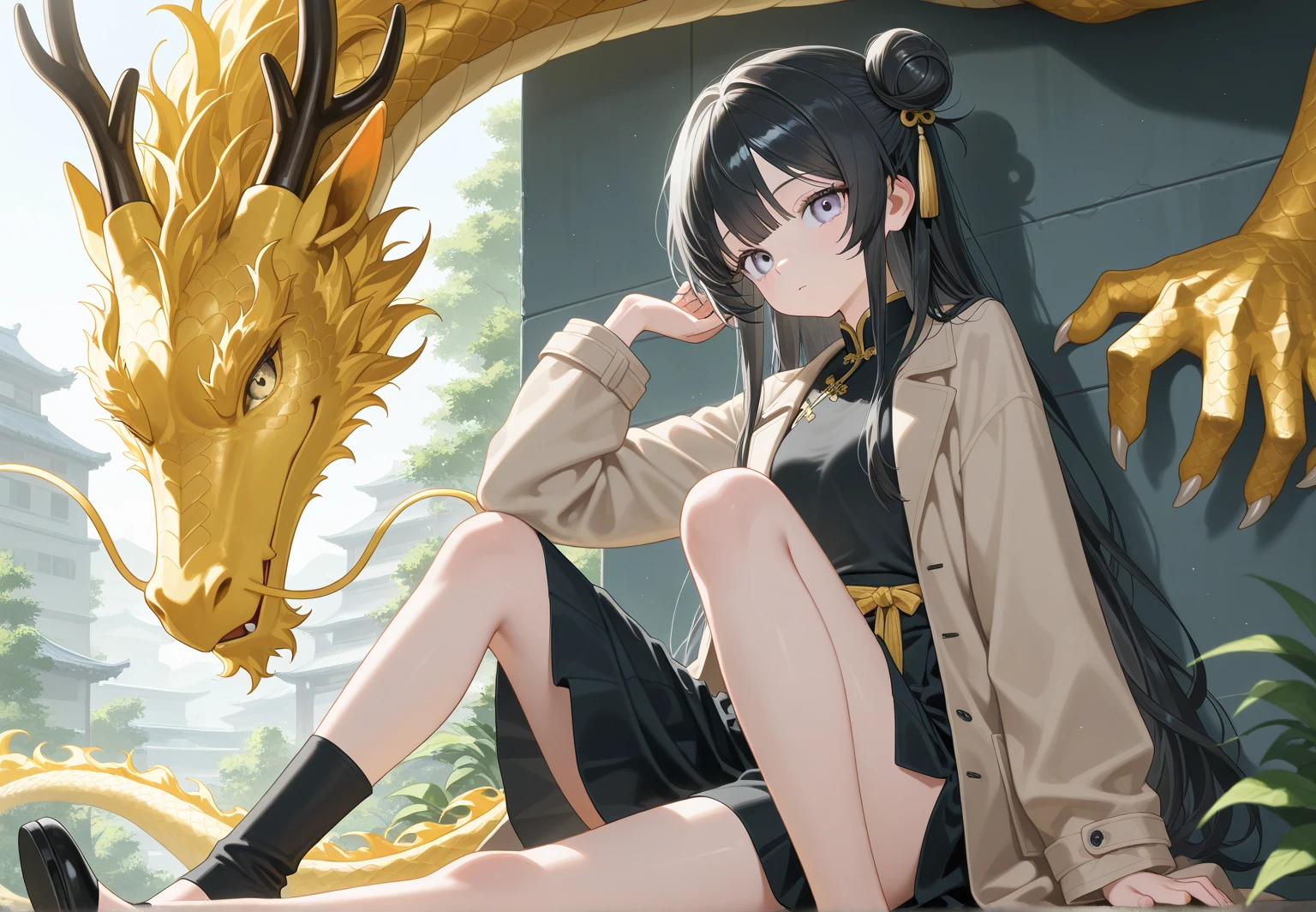 最high quality、best image quality、masterpiece、girl((20-year-old、sexy, By becomin, big bust,、thin,highest valley, snake girl, yellow eyes, hair(black, yellow locs)), high quality、beautiful art、background((classroom))、flight、debris flies、Depth of written boundary、movie、visual art、perfect art、8K,genuine、
