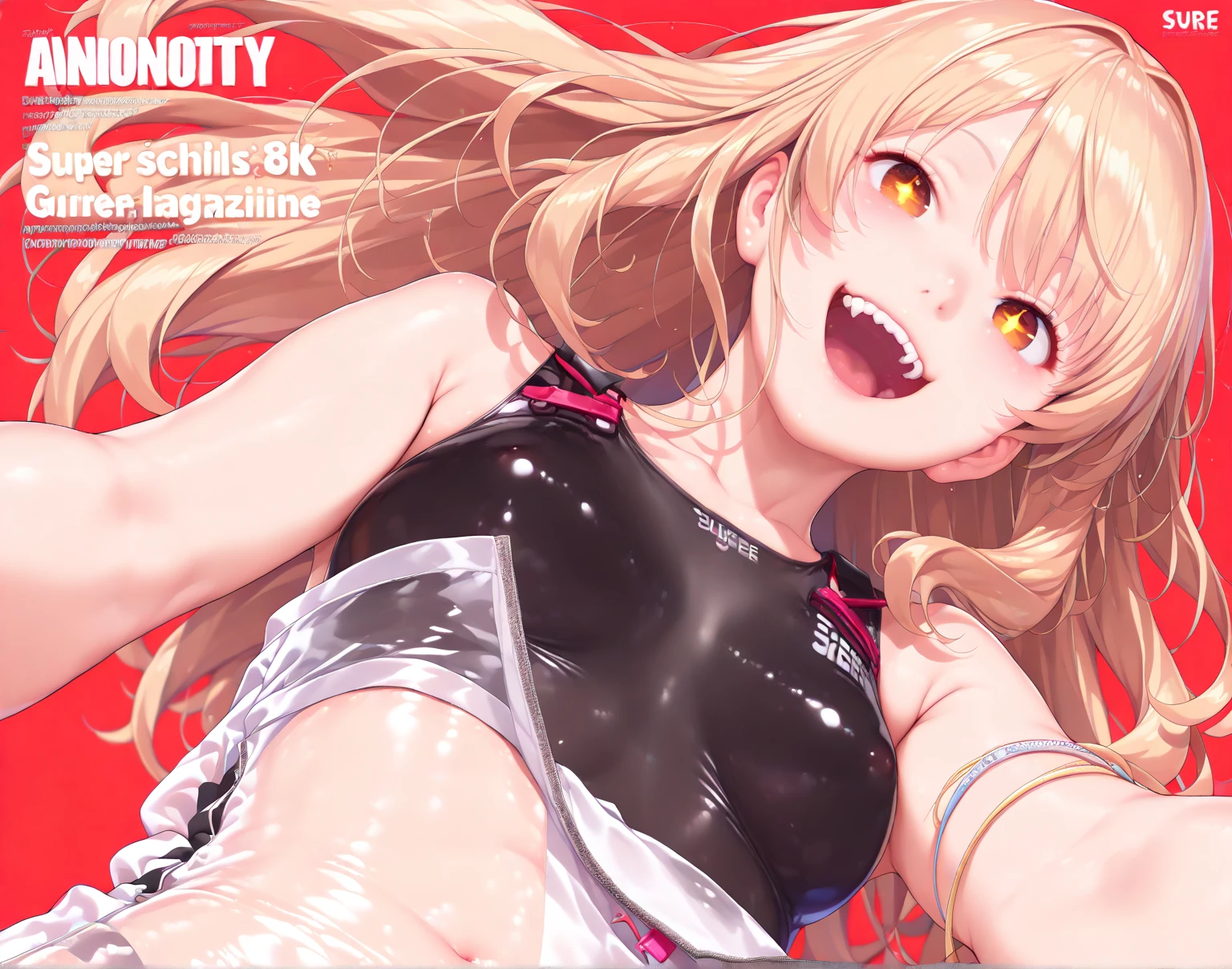 (small breasts:1.2), (perky chest:1.2), (pointed chest:1.2), (Pudding cake magazine cover:1.3),(from above:1.0),(shoot from the side:1.1),masterpiece, 1girl, Amazing Cleavage:1.1, thin waist, optimum,tmasterpiece,hight resolution,best qualtiy,hyper HD,super detailing,awardwinning,a 18yo cute girl,(The upper part of the body),anatomy correct,Beautiful Black miniskirt,garters,Gaze,Small face,bangss,holster,Beautuful Women,hands up,leg holster,Gaze,black boots,Cowboy Shot,cute face,a blond,Longhaire,Twin-tailed,Braids, Hairline,(scarlet eyes),long eyelasher,Hanging eye corners,White skin of the, ((see through camisole:1.1)), ((Sheer nipples:1.0)),Rocket Tits,(Slim body),smile,seductive weak smiling,(with sparkling eyes and a contagious smile),little open mouth, Looking at Viewer,