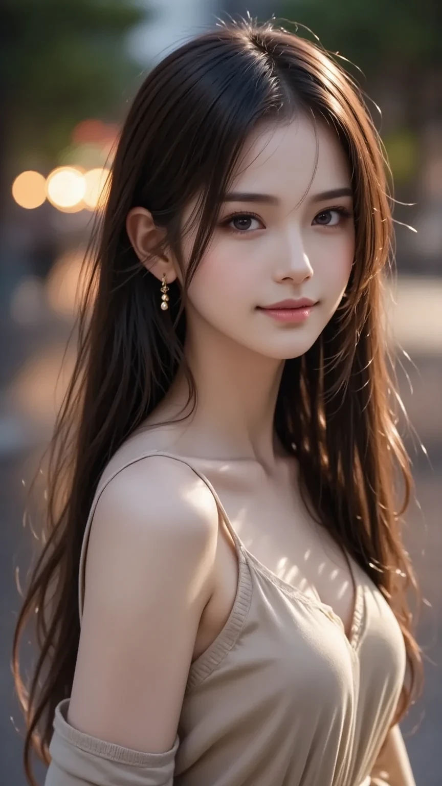 RAW photos:1.2), (realistic), beautiful detailed girl, very detailed eyes and face, beautiful and delicate eyes, huge file size, high resolution, very detailed, best quality, very detailed, fine details, best quality, 8K wallpapers, movie lights, sister, White interior, bright background, sleepy expression, matted hair, slim body, young face, immature body, Looking straight ahead like a passport photo, with a slight smile and eyes focused on the camera.. arms crossed over chest, natural light, upper body shot, studio portrait, white silk business blouses, dark gray pencil skirts, Confident posture