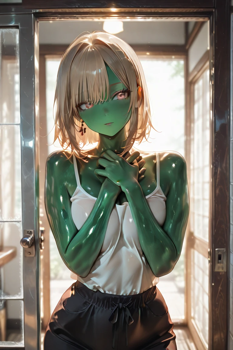 (((green skin:1.3))),(medium hair),(pink color hair),(Black Sclera),((medium breasts)),((slender adult)),((highest quality)), ((masterpiece)), (be familiar with), Perfect Face,1 boy and 1girl are having sex on bed,succubus woman,Demon woman,demon horn,demon wing,demon tail,crotch tattoo,smile,squat,(1boy),(penis),(cowgirl position),reverse sex,riding sex,Leg spread,squat,semen,Liquid is dripping