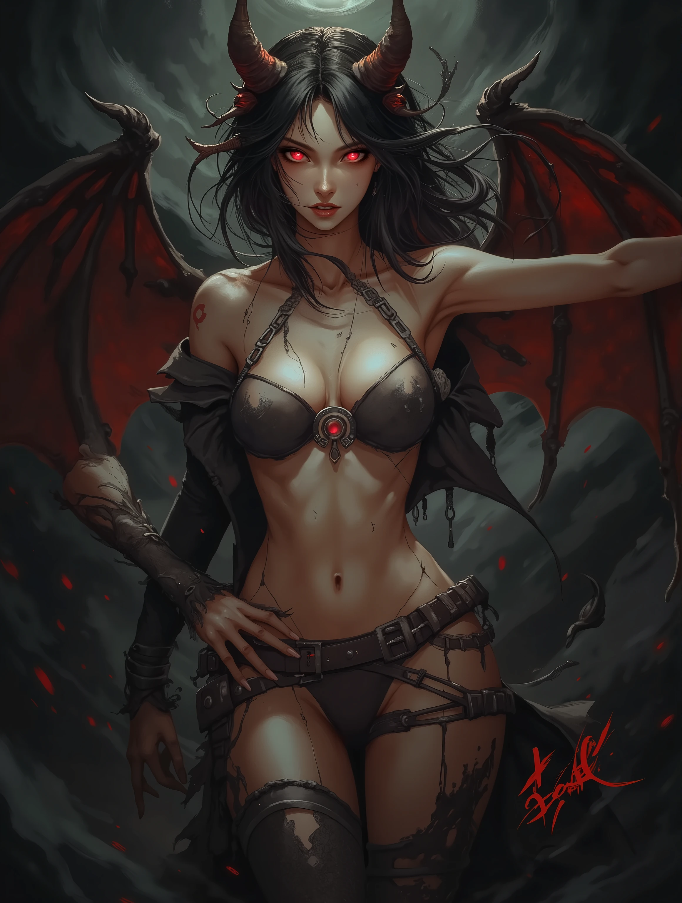 (masterpiece, best quality), 1lady, solo, (white Scales, scaly body), halo, wings,fallen angel, black hair, loose waves, red eyes, (dragon, art by hermann nitsch, zdzislaw beksinski, dariusz zawadzki, giger), big breasts, naked