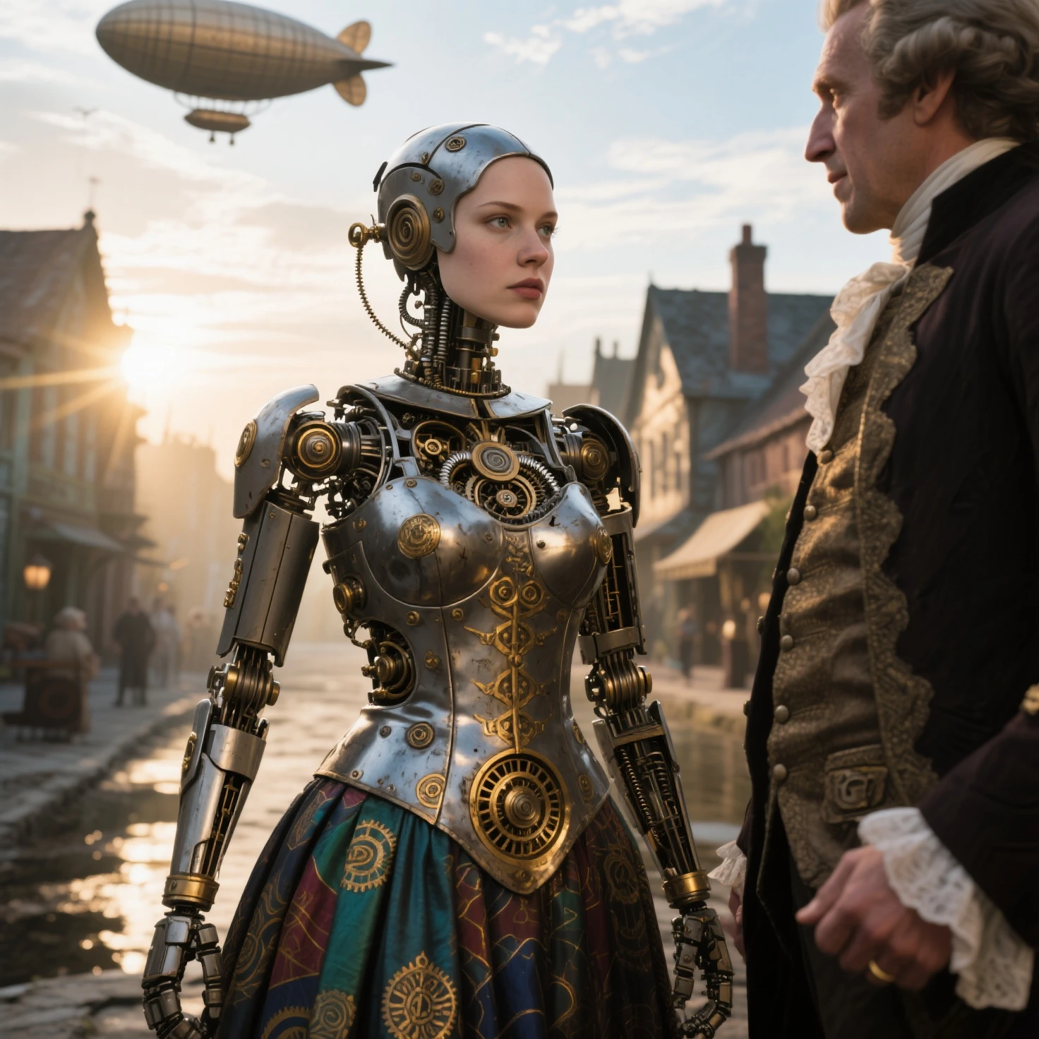 three men in armor standing next to each other, inspired victorian sci - fi, featured on vimeo, looks like christina ricci, modeling photograph kerli koiv, award - winning 4 k photograph, inspired by Ravi Zupa, connected to heart machines, blue - grey gear, steam-punk --auto --s2