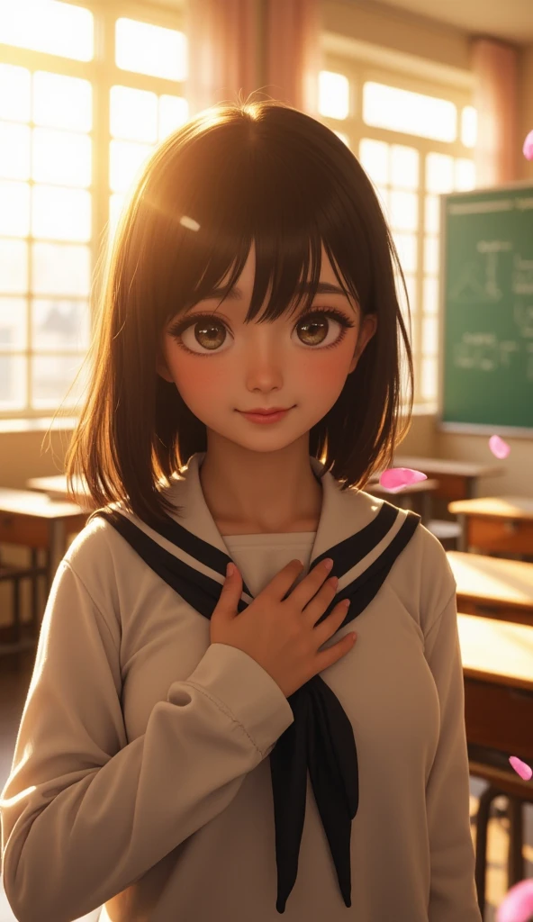 One girl、、 student、A smile、