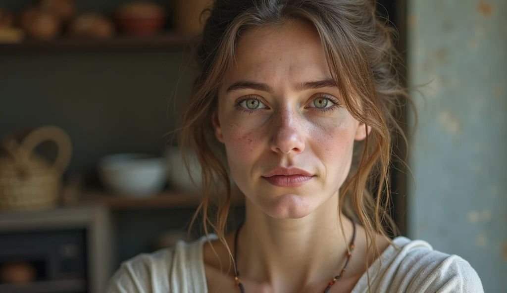 Rugged scruffy weathered 23 years old woman sailor, a portrait of a seawoman.((She wears a blue uniform with 17th-century ship's captain gold braid.)). capturing a slightly befuddled expression, she is sitting at the table next to her there is a bottle of whiskey, focus is on his expressions and the subtle details like the glint in his eyes, cozy, moody cinematic atmosphere, soft cinematic light, RAW photo, dreamy soft focus, detailed photo, gorgeous, shallow depth of field, bokeh, volumetric lighting, iridescent skin, (surreal:0.4), hyper detailed photorealistic life-like accurate proportional 8k sharp focus, (accurate cinematic lighting), photorealistic detail