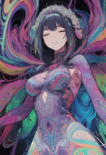 NSFW, Seductive psychedelic horror, Trippy Hentai, body horror, having sex, real breasts, surreal Sex, LSD trip, sensual, psychedelic oral sex, provocative, colorful, glowing