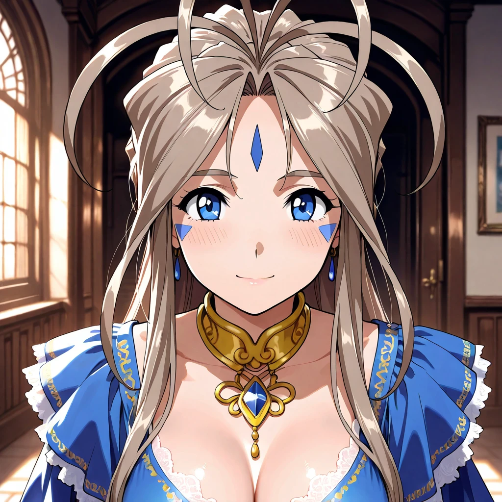 a portrait of a curvy woman, neckline, large , random, an NPC for a medieval RPG, wearing medieval costumes, in a medieval art RPG, art a rough detail art, blue eyes, blunt bangs, braid, braid, aqua eyes, sparkling eyes, blush, anime style, 8k, 16k, best quality, highres, award winning, high quality, super detail, masterpiece
