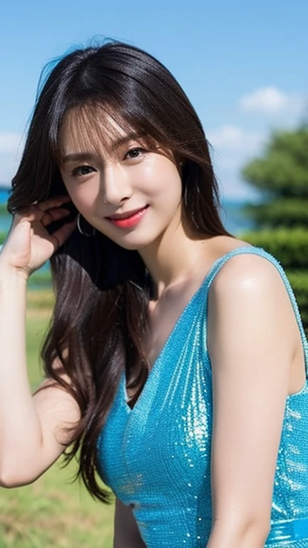 wear a blue dress,