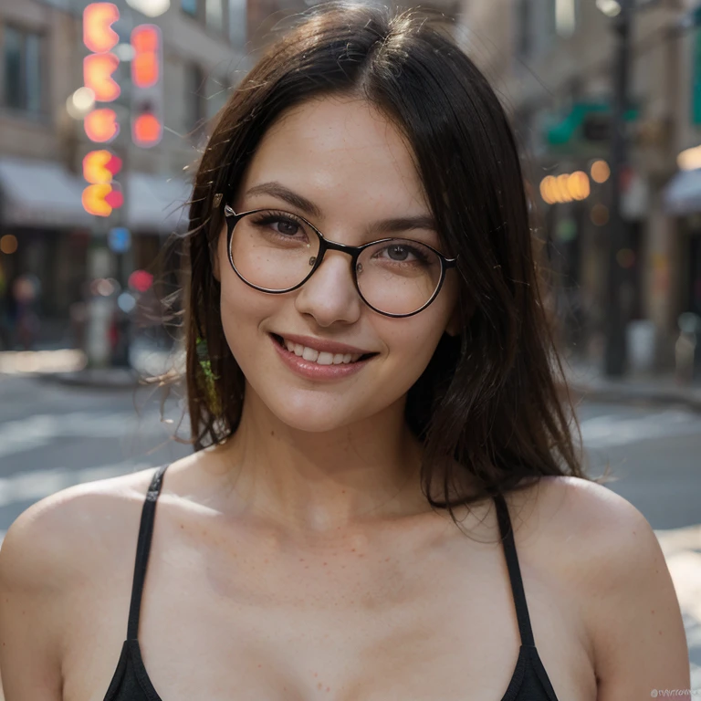 cinematic photo (art by Mathias Goeritz:1.2) , nsfw, 18+, photograph, A beautiful asian girl, Anne Hathaway look like, ((quite a bit body, naked breasts, nice nipples)), 27yo, nude, lovely laughing, eyeglasses, wind tousling hair, Rich dark red long straight hair, nice armpit, Winter, tilt shift, Romance, specular lighting, film grain, Leica m6, F/1.8, (cinematic still:1.2), freckles . 35mm photograph, film, bokeh, professional, 4k, highly detailed