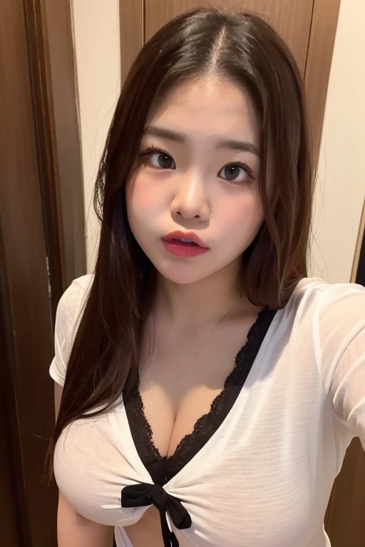 (realistic、masterpiece、Best Quality、8K、highres、high resolution:1.3)、2 girls:1.3、glasses、Big breasts、white bikini、looking at viewers、super fine face and eyes、long hair、 in bedroom、sit on the bed、exposed cleavage、upper body、