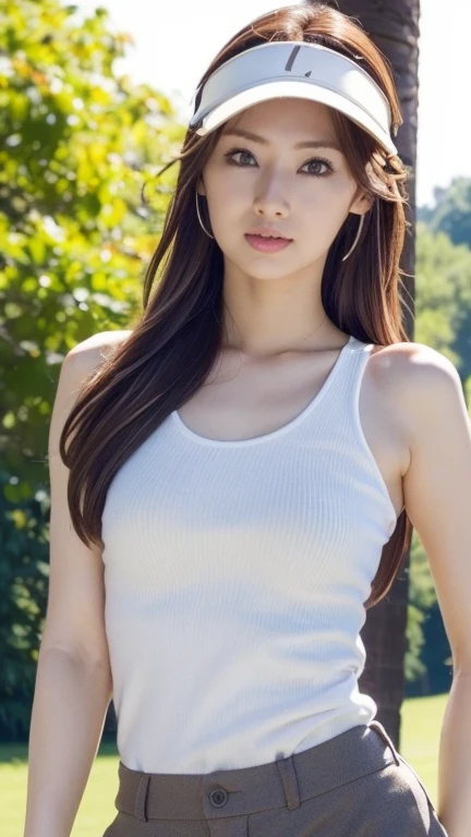 ((Best Quality, 8K, masutepiece: 1.3)), (Sharp Focus: 1.2), 1 girl, Neat and clean beauty, 20 years old, Japanese, A pretty girl with perfect figure, Classy and elegant, Cute, Shy, ((Shoulder-length straight hair swaying in the wind, Bangs)), Big breasts, sad, (T-shirt: 1.1), Pants, Highly detailed face and skin texture, Detailed eyes, A majestic waterfall hidden deep in a lush forest