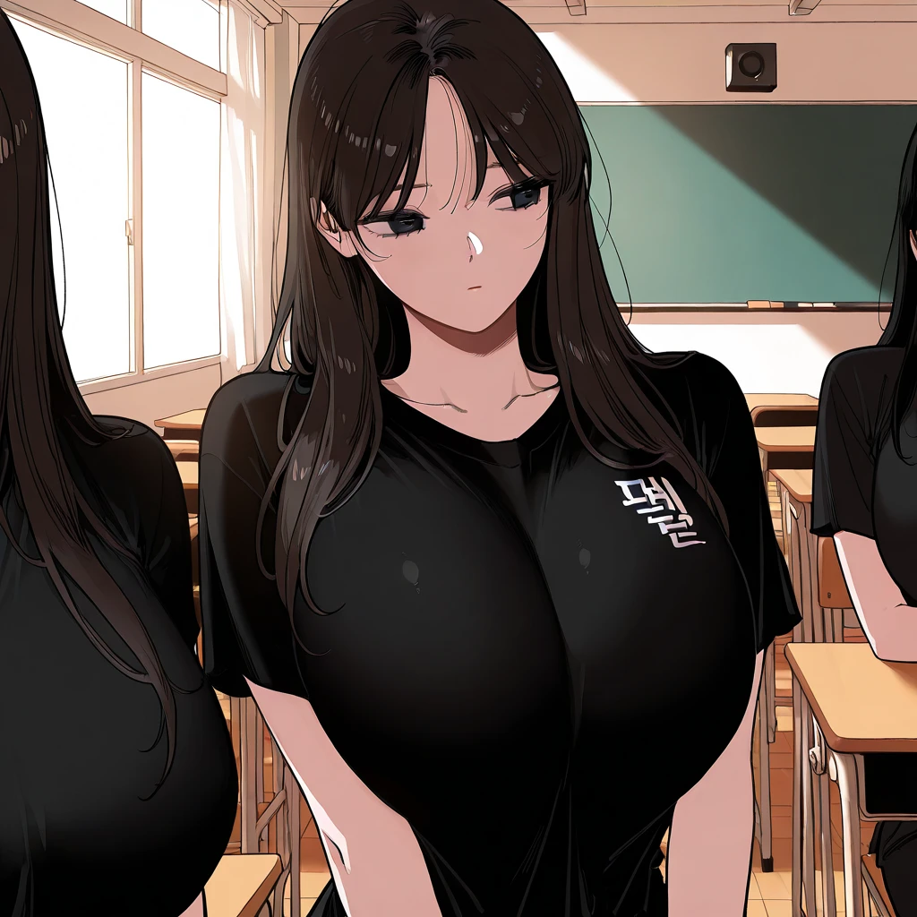 4girl,masterpiece,beautiful,realistic,(super huge fake breast:1.1),wearing a ( Stepmother white tight tank top and mini black skirt outfit) wear, located by the Livingroom, (W cup Breast),sitting on the chair,photoshoot,plain background random color,facing forward,looking at the audience,plain random color walls,smiling,sit up straight,behind the girl there is nothing,nipples protruding