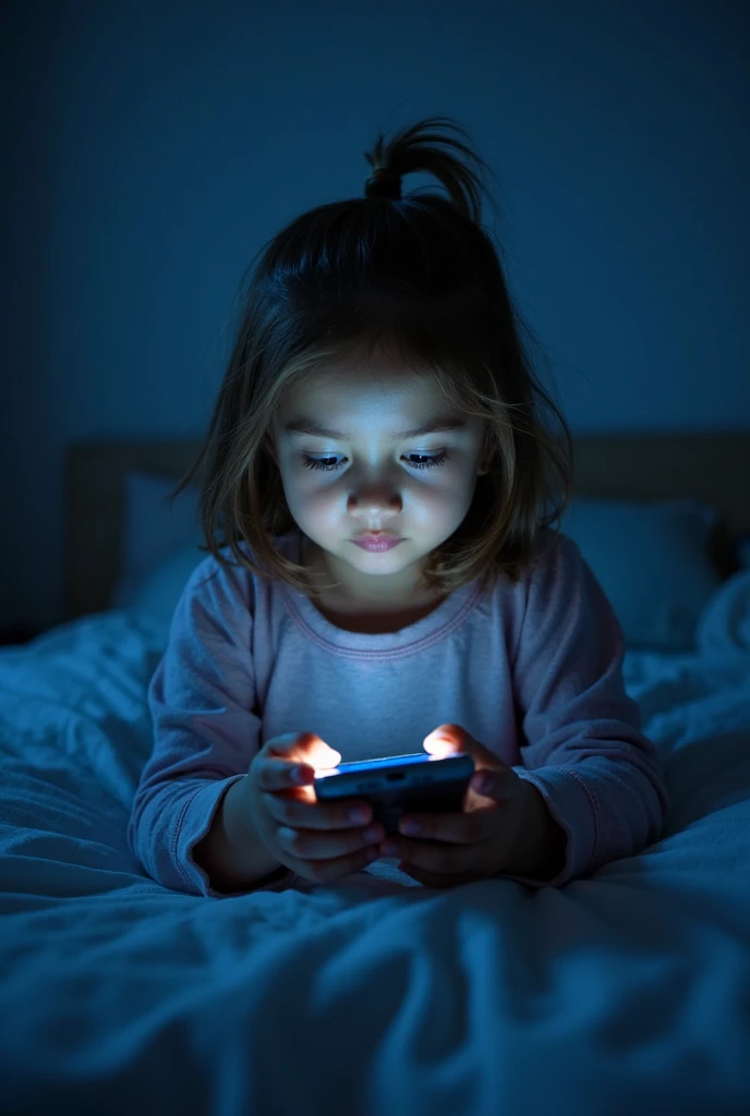 Child addicted to phone games.