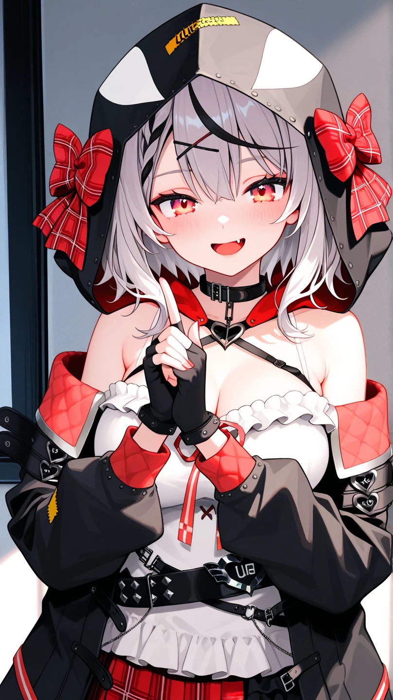 ((Put your hands on your chest)), (surprised)), (Red face), 1 girl, Elf, Silver hair, Red eyes, Braid hair, Bob cut, Princess, Medieval dress, Long skirt, Ruffles, Indoors, Mirror, TS, Concept art, Beautiful anime scene, Beautiful anime scenery, Best quality, Masterpiece, 4K