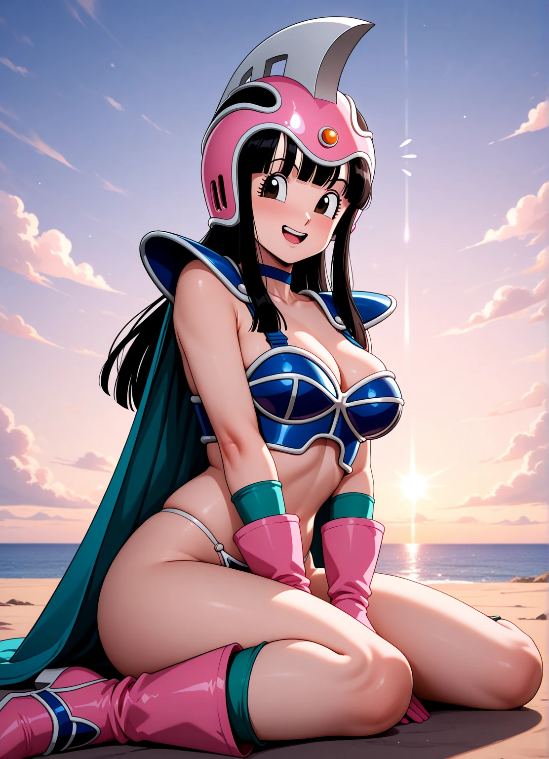 A closeup of a drawing of a woman in a bikini, designed like the speed racer from the anime, 80s anime art style, highly detailed exquisite fanart, Manga painting, inspired by Masamune Shirow, 90s anime art style, in the art style of 80s anime, high quality color drawing, cel - shaded art style