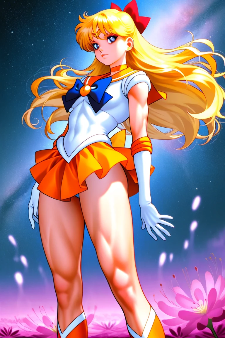 STICKER, (Sailor Moon), cosplay, face, view, ass view, high heeled boots, show boots, ultra detailed, masterpiece, best quality, nurse, tan skin, ponytail,(sailor moon costume), blue eyes,blonde hair, long hair,smile, nsfw, big breasts, thigh highs, panties, wide hips, short, solo, full body portrait, model pose, show all