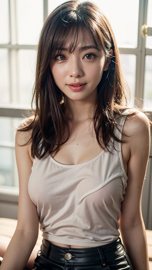 (extremely detailed CG unity 8k wallpaper), (masterpiece), (best quality), (ultra-detailed), (best illustration), (best shadow), ultra-high res, (photorealistic:1.4), 1girl at home, ((very oversize shirt, buttoned shirt, open shirt)), (man shirt), no bra, collarbone, (small breasts:1.2), small, (long hair:1.2), looking at viewer, light smile, upper body, makeup,