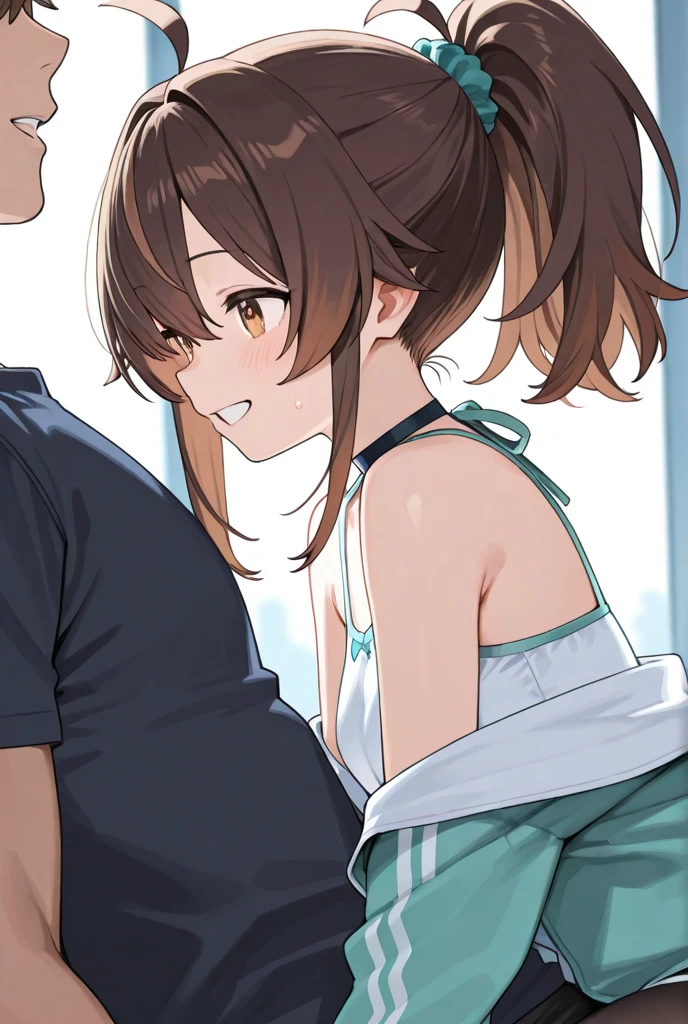 whole body,Low - Angle,One person,Ayaka Uehara, Ayaka Uehara, Brown Hair, hair ornaments, (Brown eyes:1.5), Hair Clip, Dark Skin, Hair Bun, Dark skinned women, single Hair Bun,whole body ,Are standing,break shirt, White shirt, shoes, Shorts, No sleeve, Black footwear, No sleeve shirt, black Shorts, Tank top, sneakers, break indoors, Gym, break looking at viewer, break (masterpiece:1.2), Highest quality, High resolution, unity 8k wallpaper, (figure:0.8), (Beautiful attention to detail:1.6), Highly detailed face, Perfect lighting, Highly detailed CG, (Perfect hands, Perfect Anatomy),Low - Angle
