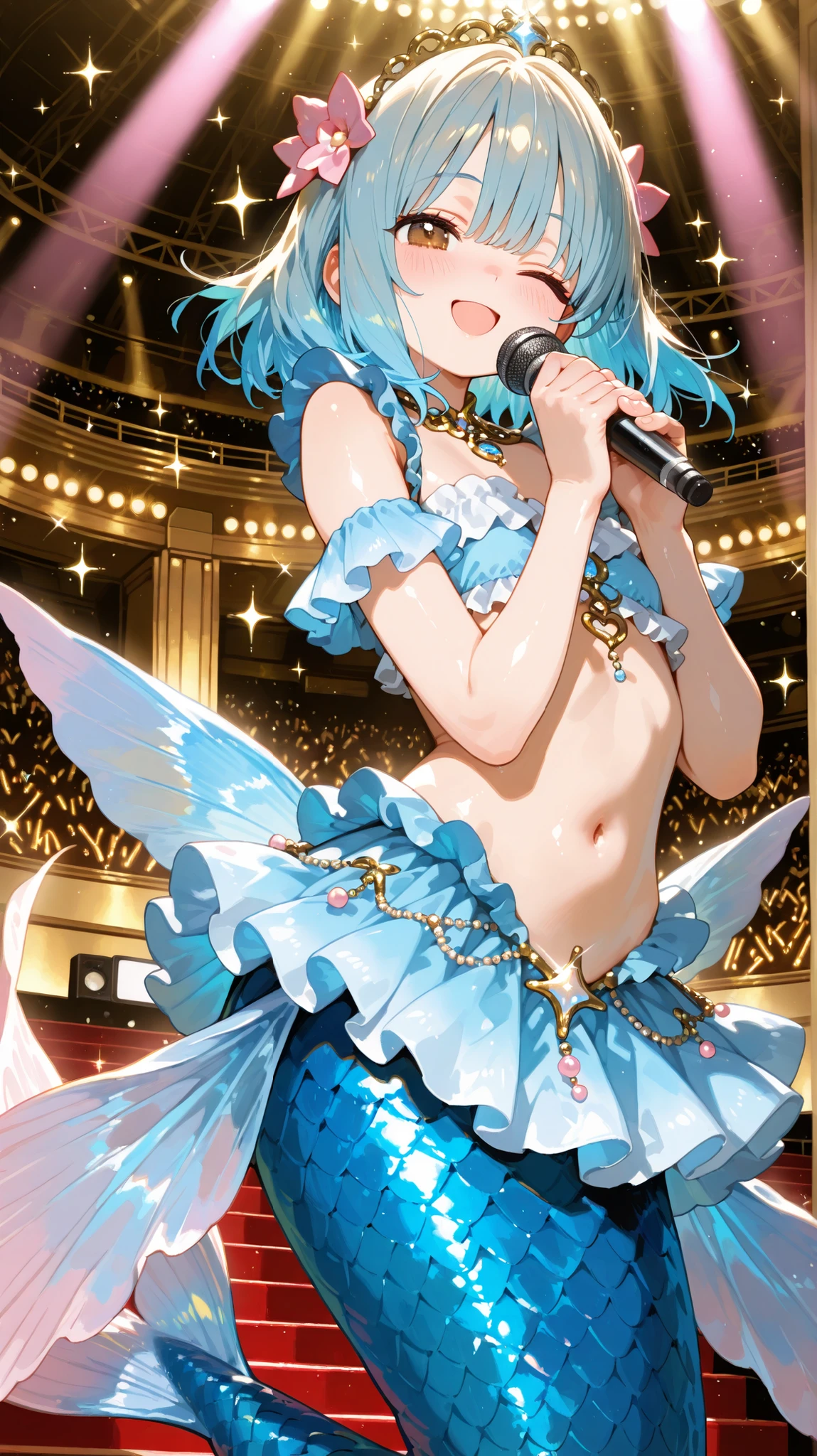 8K、Masterpiece、Chestnut Hair、short hair、Cute Bikini、Cute Swimsuit、Beachside、Ocean、Moist、looks fun