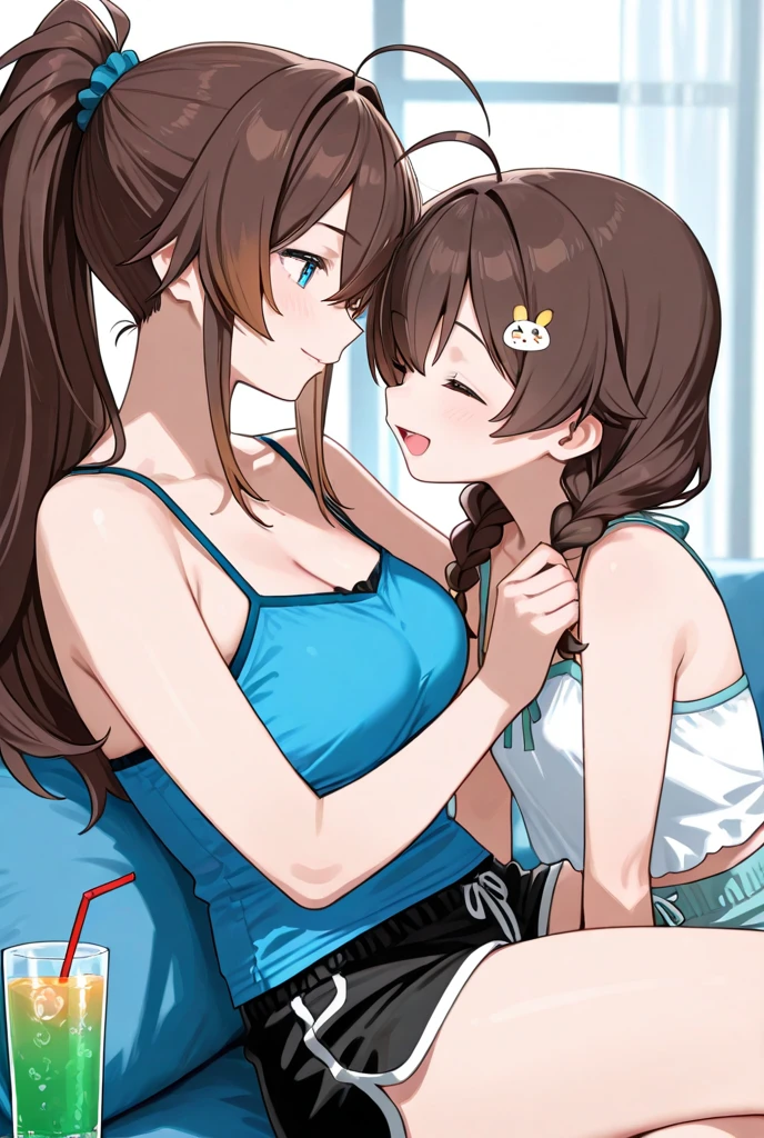 masterpiece、high quality, Very detailed, High resolution, 8K, Rizarin Stout,Sexual smile, Brown Hair、(See-through nipples、see-through pusy)、peace sign、Sexy pose,(Used Condoms、Condom Belt、tattoo、下腹部にtattoo)、Sex Appeal、Futanari、Kissing a big dick、Cuckold、