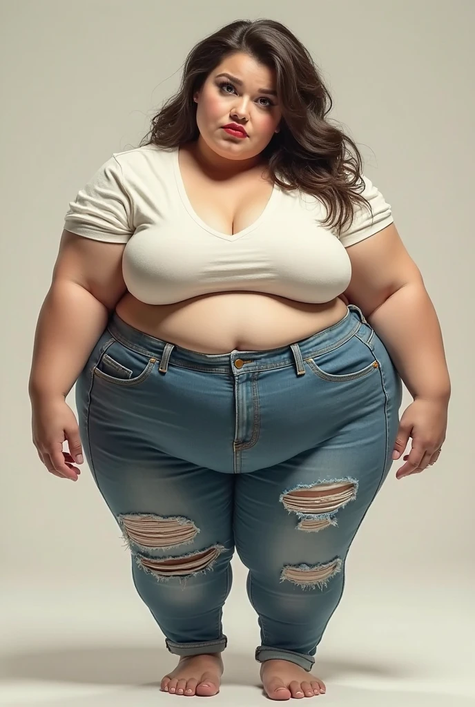((best quality)), ((masterpiece)), (detailed), perfect face, araffe woman in a dark-blue shirt and blue denim skirt walking down a street, thicc, she has a jiggly fat round belly, bbwchan, wearing tight simple clothes, skinny waist and thick hips, widest hips, her belly is fat and round, soft curvy shape, hyperrealistic full figure, wearing a cute top, wide hips, cropped shoulders，Bare belly,(big assa:0.7),show legs,, thicc, beautiful thick female, beautiful curvy female,, Tall and tall，clear curvy details, curvy hourglass figure, alluring plus sized model, bbwchan, Voluptious body, Curvy model, Curvy body, Be red in the face, 1girll, a matural female, A MILF, the golden ratio,(Kpop idol),(Oil skin:1.2),(Oil skin:1.1), iremuzi tattoos on thighs, big tattoo on thighs