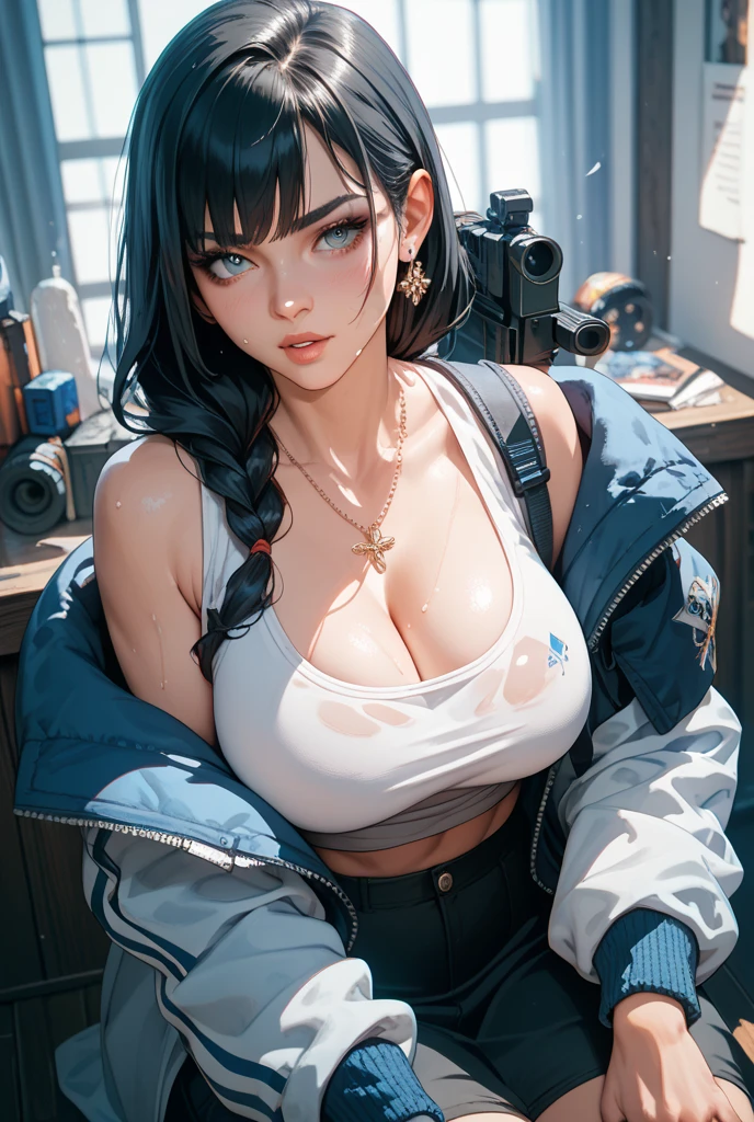 photo of top  girl cyberpunk art,gothic art,extremely high quality RAW photograph,detailed background,intricate,Exquisite details and textures,highly detailed,ultra detailed photograph,warm lighting,4k,sharp focus,high resolution,detailed skin,detailed eyes,8k uhd,dslr,high quality,film grain,Full body photo
