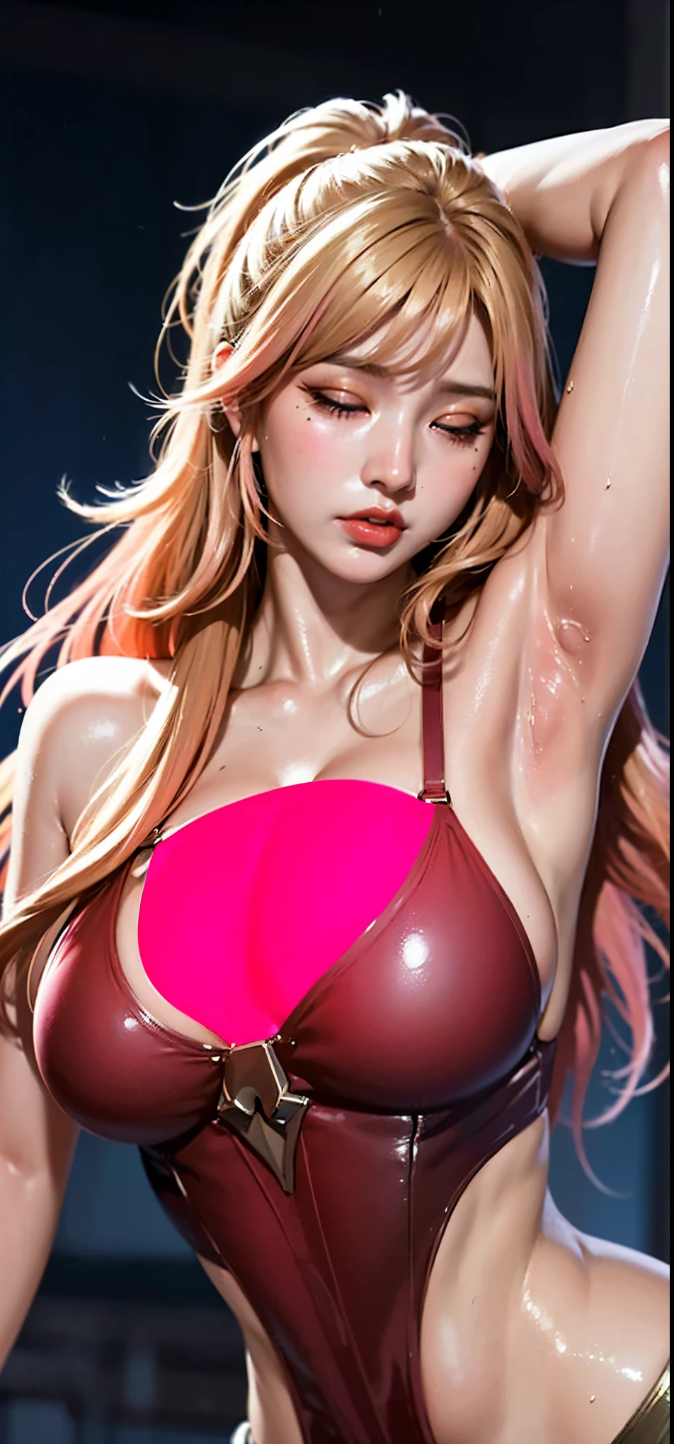 illustration by artgerm and donato giancola, attractive woman, perfect body, hyperfeminine curves, (huge breasts, transparent clothing, wet, visible nipples:1.3), cute and playful pose, vibrant, expressive