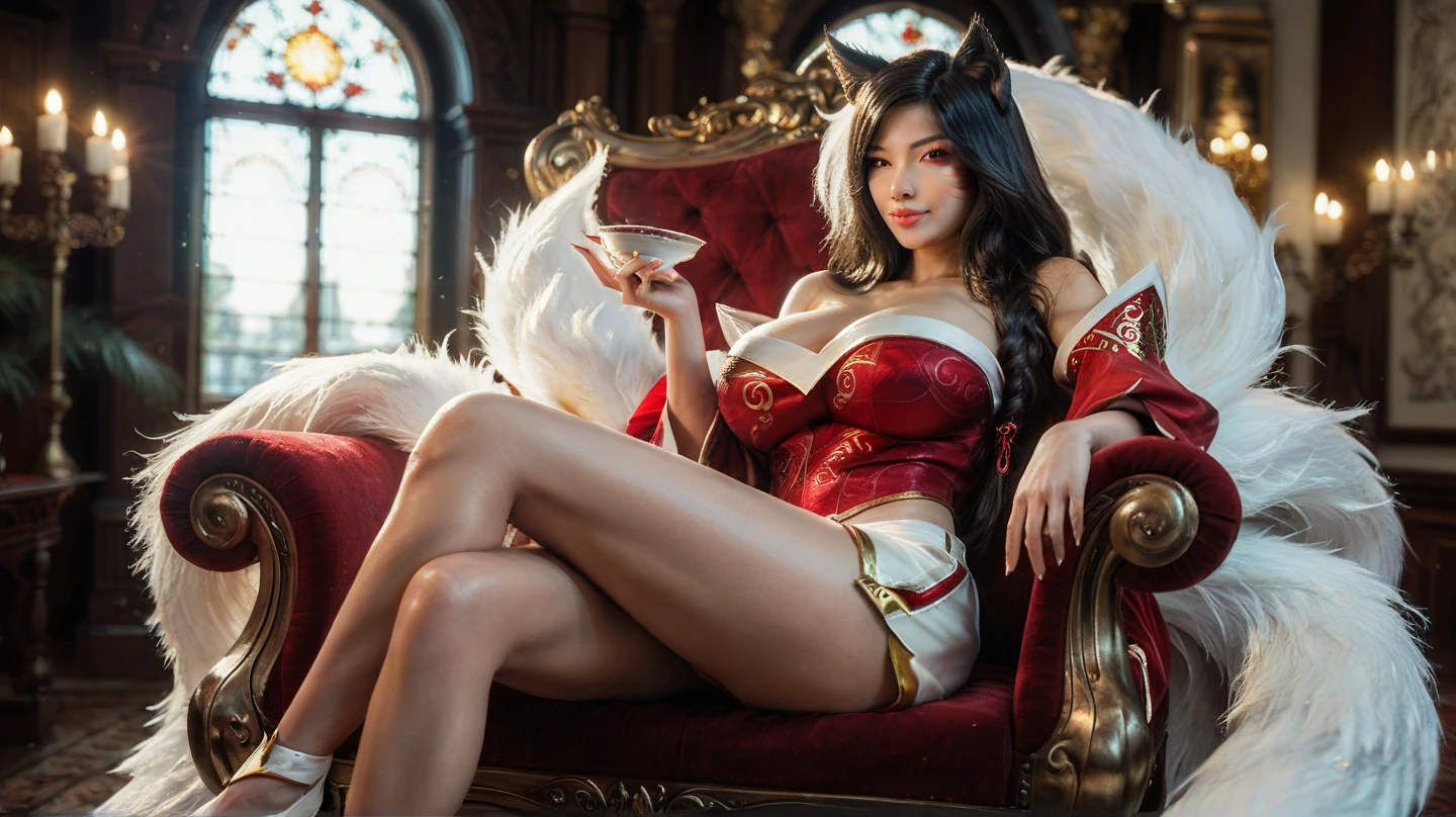 ((highest quality, 32k)), ((masterpiece)), (Get used to it), Perfect Face, Fox Girl, Beautiful woman, public, Has a tail, She has a fox's tail, She wags her fluffy tail, smile, collar, She wears a business suit, Beautiful hip line, His tail is sticking out from his business suit, Large Breasts, Big Ass