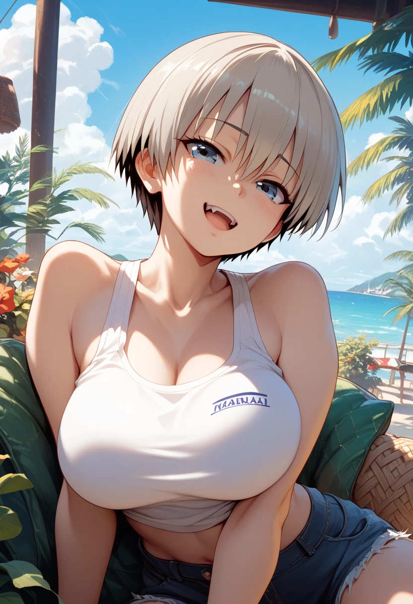 (masterpiece, best quality:1.2, perfect hands, parfect fingers, parfect face, high resolution, high detail, 16k), 1 girl, solo, cute, (10 yo:1.5), (tanned skin:2.0), (gigantic breast:1.0), (clothing:1.5), cami