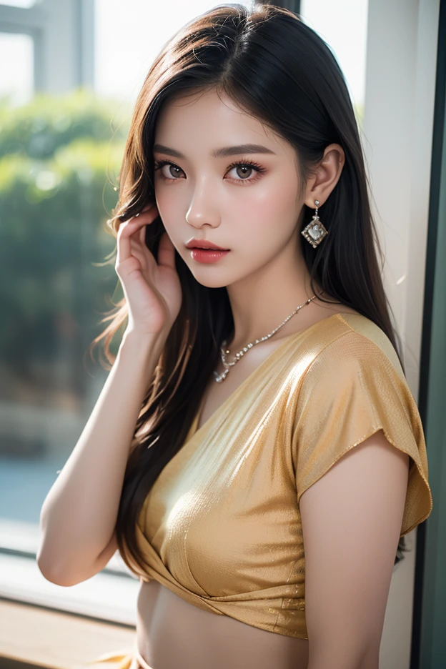 (8K分辨率,Vista full body photo,Photos above the legs),(Multiple women,20yr old,(Facial features of Thai Min:1.8,Thin skeletal cheeks,s delicate face),Lovely face,com rosto detalhado,详细的脸,(Delicate Japanese makeup),Black colored eyes,(Look into the distance),Long dark red hair,(Messy has layers),Redlip,Fair smooth skin,(Best Skin Type:1.21),mediuml breasts,(Couture dress,(deep v big breasts,A princess,Luxury),A small number of jewelry hairpins,Luxury necklaces and bracelets,High luxury jewelry display),Tall and tall,The action of conversation,perfect hand,Ultra-fine clothing material),(Modern meeting hall,Flower wall,Exquisite environmental details),(exhilarated,confident smile,Rejoice),(profesional lighting,动态照明),((Colors are conflicting,noble,elegance,mistic(golden colored,red colour,in pink,white colors,black in color))),(Golden section,Cinema lenses,Dynamic shots,Hasselblad photograp,tmasterpiece:1.3),(lady,valentine,Courtesan,idoly,mistic,dream magical,trendsetting,Artis,Art platform)
